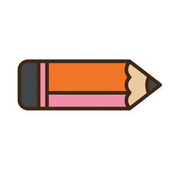 Stylized pencil with eraser isolated on transparent background