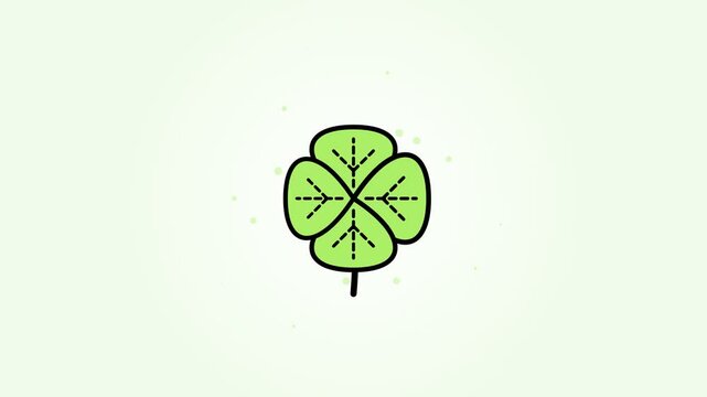 Lucky Four Leaf Clover Animation St Patricks Day Celebration Graphic Element Motion