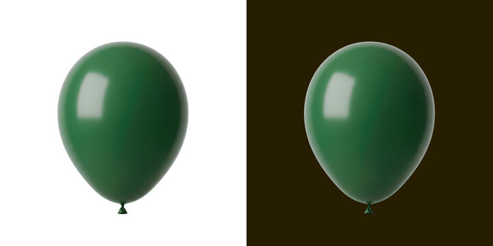 Single shiny green balloon for celebration event 3D render transparent png