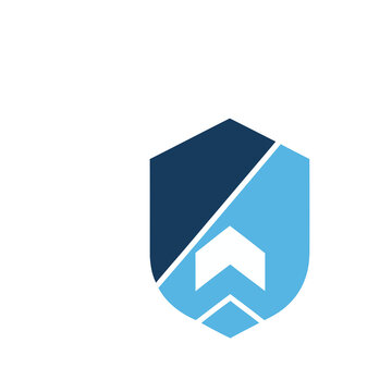 Shield logo with upward arrow