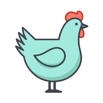 Stylized chicken illustration isolated on transparent background