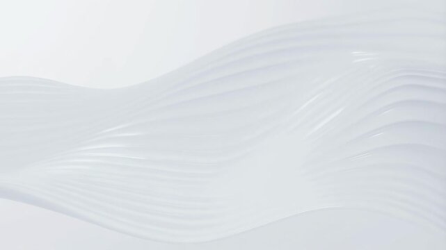 Smooth flowing light gray wave lines undulate across a soft gradient background. Design backdrop with flowing movement, soft blur and layered depth.