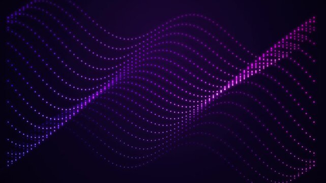 Abstract Digital Sine Wave Background Animation with Glowing Purple and Magenta Particle Curves