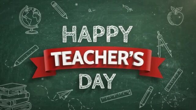 Happy Teacher's Day School Education Celebration Blackboards Design 4k