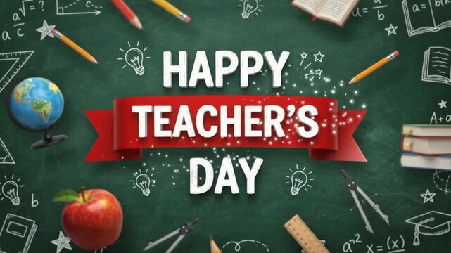 Happy Teacher's Day School Education Celebration Blackboards Design 4k
