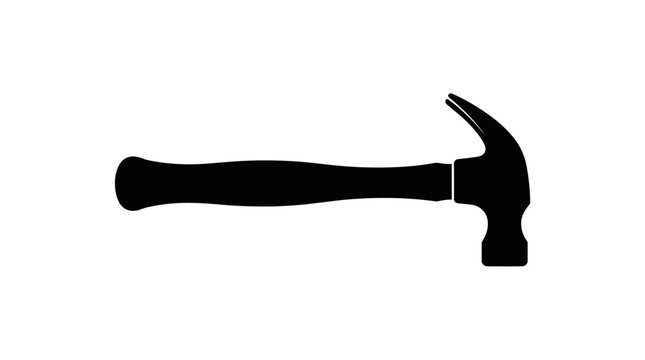 Claw hammer vector icon silhouette with flat minimalist tool design