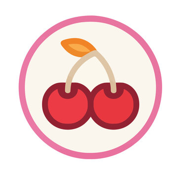 Stylized icon of two cherries