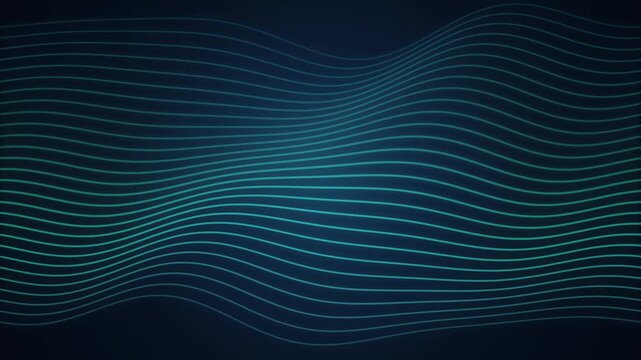 Abstract Glowing Blue Waveform Background with Smooth Digital Rippling Lines in Dark Motion Graphics