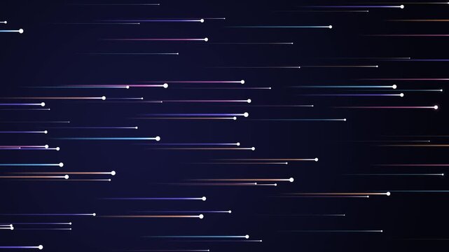Abstract Motion Background Featuring Glowing Neon Light Trails Moving Across A Dark Space Environment