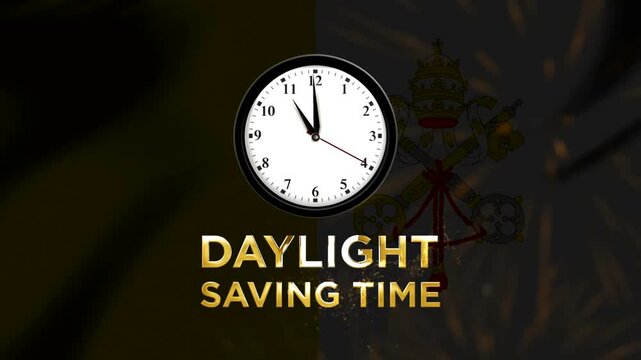 Analog wall clock showing time adjustment for daylight saving time change concept
