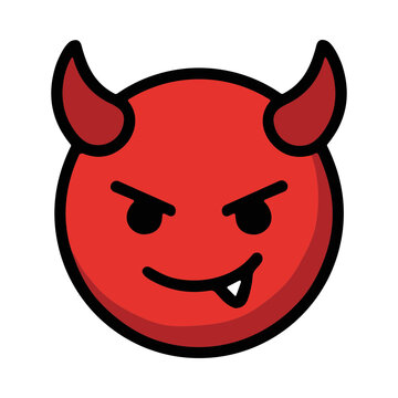 Red Devil Emoji Face With Horns And Smirk