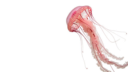 Pink transparent marine jellyfish swimming wildlife isolated on transparent background © Rosie Rogers