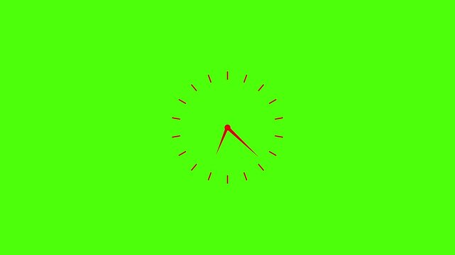 Clock spinning, watch animation on white background with alpha channel. Clock icon flat style. 12 hours clock dial , twenty-four hours time lapse animation