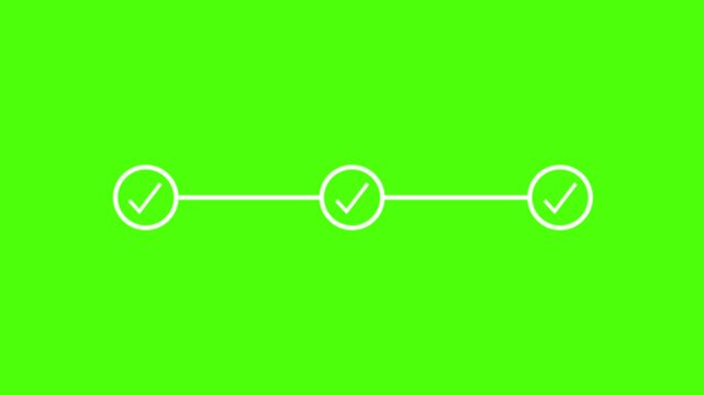 neon 3 step infographic process with check mark icon. infographic step by step process icon animation on black background, step process success with check marks. Step-by-Step Guide