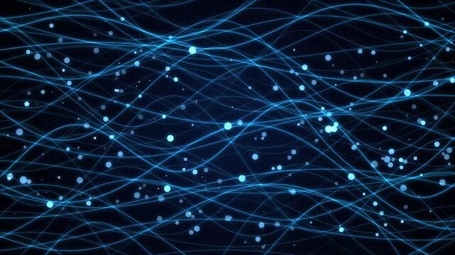 Blue Glowing Digital Waves and Floating Particle Particles Motion Graphics Video Background Design