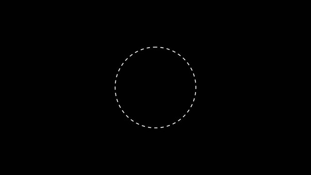 Dotted line circle frame animation on white background. Animation of a dotted line circle path from left to right point. circle frame dotted line animation isolated on white screen.4k video
