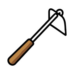 Obraz premium Simple illustration of a hoe with a wooden handle