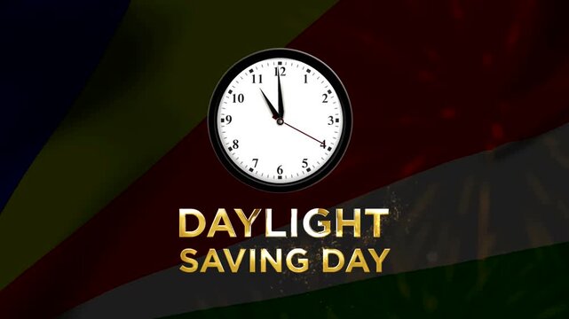 Daylight saving day concept featuring an analog wall clock with golden light particles
