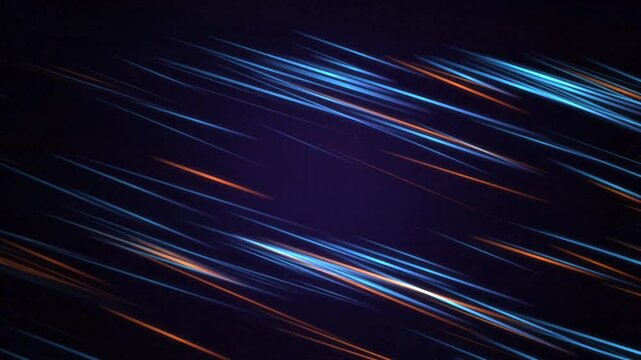 Fast Moving Blue and Orange Light Streaks Motion Graphics Background for Dynamic Digital Broadcasts