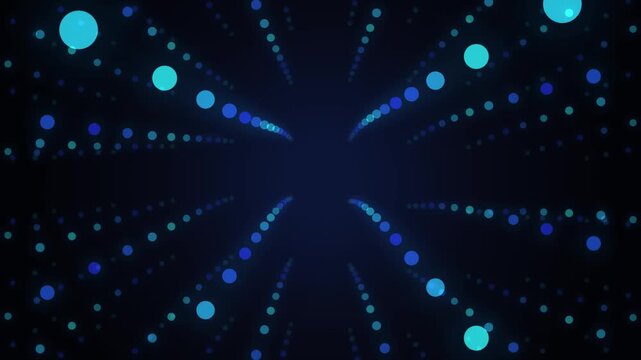 Futuristic blue glowing particles tunnel background with digital data stream cyber tech design