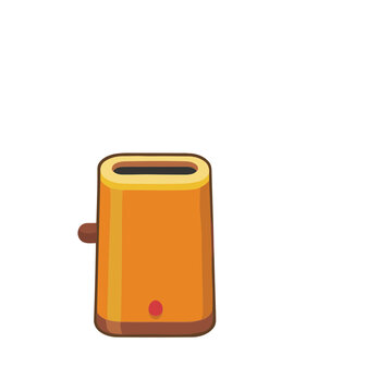 Orange cartoon toaster with red indicator light