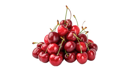 Obraz premium Bunch of fresh red sweet cherries fruit crops isolated on transparent background