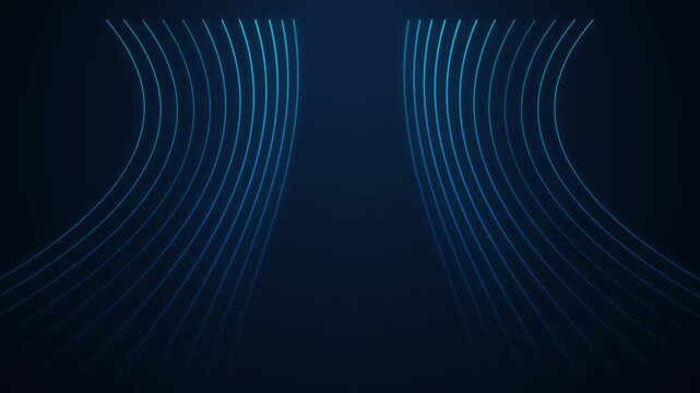 Glowing Blue Neon Curved Lines Animation Abstract Background Motion Graphics Design Video Overlay Loo