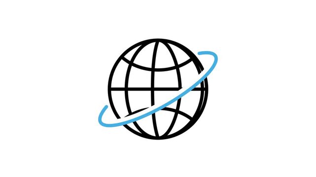 Globe rotation with ring icon animation. World, earth, global animated video for digital navigation, web, website, network, internet, cyberspace, browser, site, connection. Motion graphics