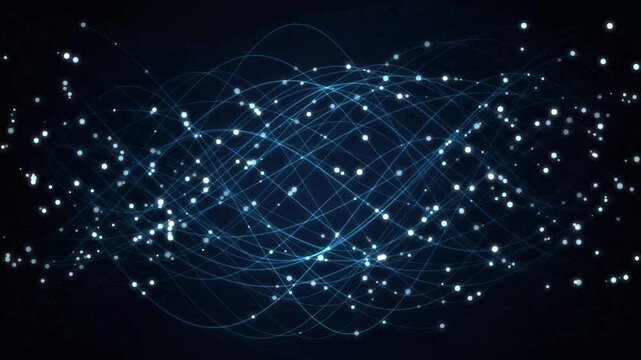Glowing Blue Particle Wave Animation Abstract Digital Connection Lines Overlay Motion Graphic Backgro