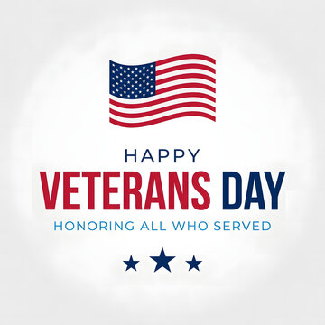 Happy Veterans Day greeting card with American flag and patriotic text