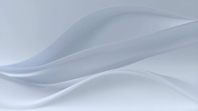 Smooth light gray waves flow and undulate across a soft gradient background with curved lines and subtle shading. Futuristic backdrop inspired by calmness and fluidity.