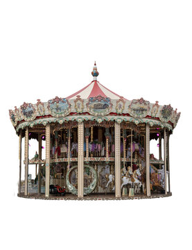 Isolated Vintage French Carousel Merry-Go-Round Cutout on transparent Background