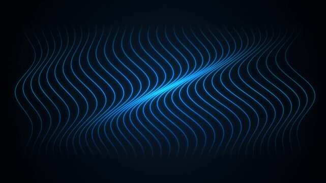 Glowing Neon Blue Wavy Vertical Lines Motion Background Loop Abstract Digital Technology Animation