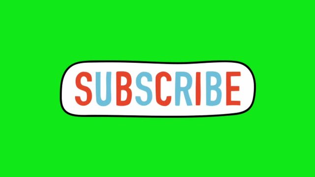 Graphic label with subscribe text on a bright green background button screen message channel chroma