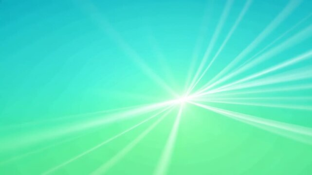Abstract gradient background with expanding white light rays radiating from center against teal and green backdrop