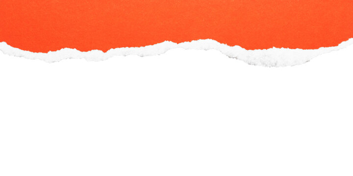 Peaked orange torn paper border on transparent background