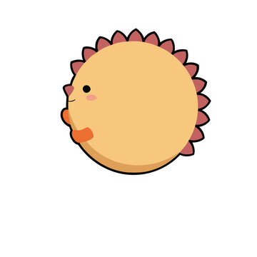 Cute cartoon round creature with spiky fringe