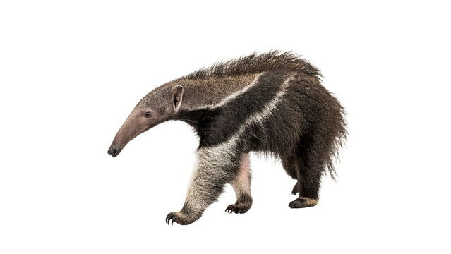 Wild anteater mammal walking sideways wildlife safari isolated on transparent background