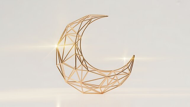 Shiny golden geometric crescent moon shape