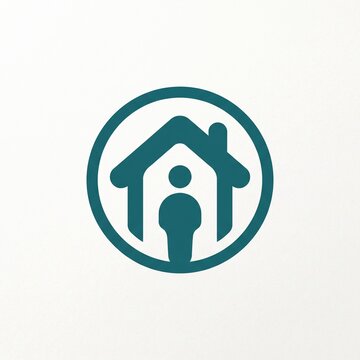 Minimalist Housing Support Logo Design with House and Human Figure