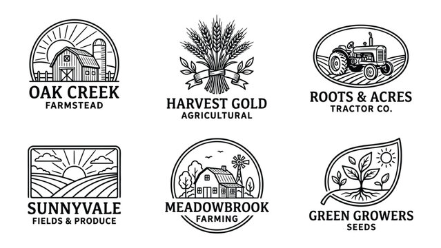 Set of vintage farm and agriculture logos