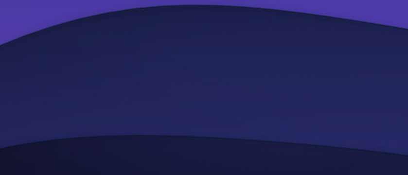 Abstract dark blue digital art background with layered curved papercut waves and shadows