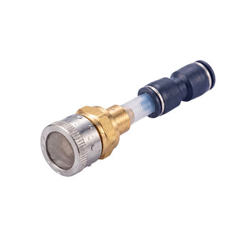 Brass and steel water filter with mesh screen and tube