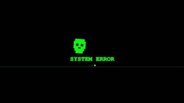 Digital glitch skull icon system error screen pixelated art
