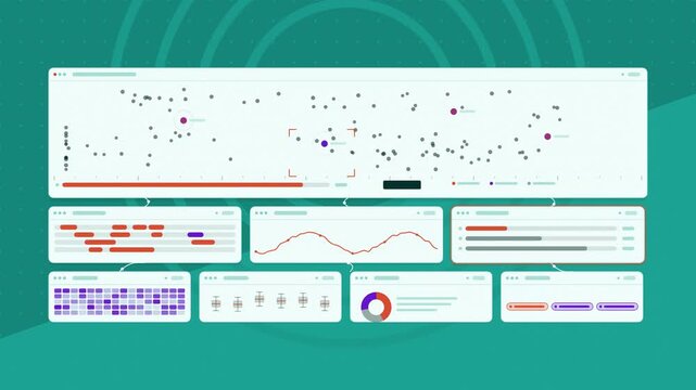 Animated network outage map faults in cyan and teal on a bright white background. Seamless looping 4K dashboard motion graphics with free space for text, ideal for product videos, business presentatio