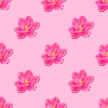 seamless pattern with pink flowers