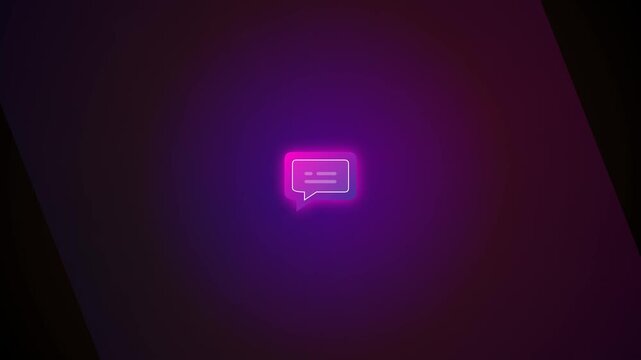 Glowing neon speech bubble communication concept abstract background