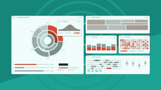 Animated bim model layers systems in cyan and teal on a bright white background. Seamless looping 4K dashboard motion graphics with free space for text, ideal for product videos, business presentation
