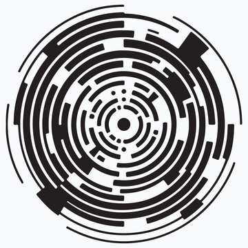 Abstract geometric circular pattern with concentric broken lines