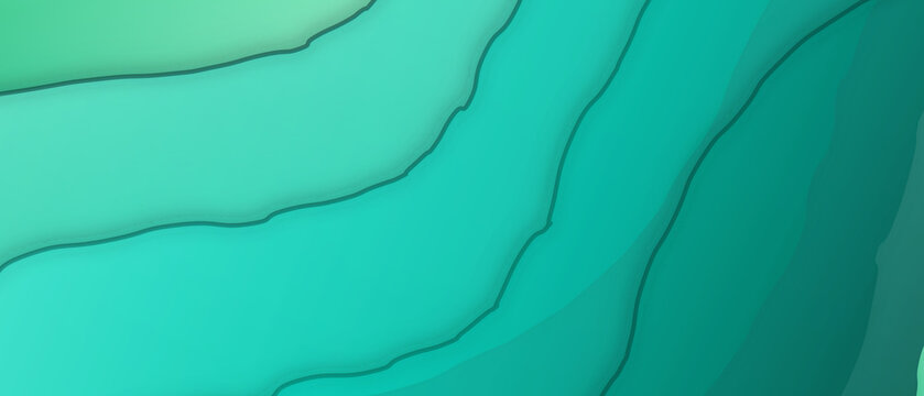 Abstract turquoise and teal topographic map contour lines background with layered paper cut effect